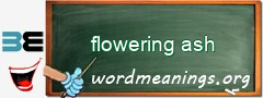 WordMeaning blackboard for flowering ash